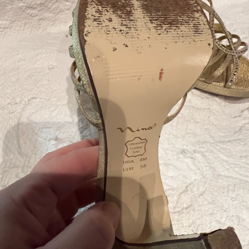 Gold Heels with Rhinestones - Picture 4 of 8